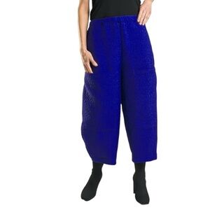 Alembika Jacquard Tapestry Cropped Barrel Pants Royal Blue Size 5 | US 14-16 NWT